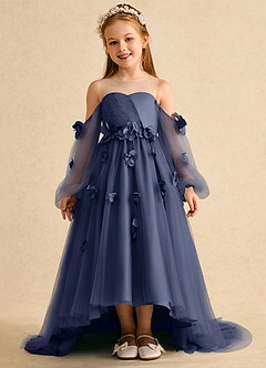 Azazie Karrie Flower Girl Dresses Stormy A-Line with Sleeves Tulle Dress image1