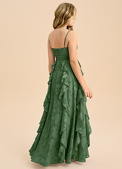 Azazie Peyton Junior A-Linie Plissee Blumen-Burnout Kleid Eukalyptus image2