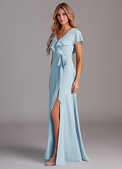 Azazie Lainey Bridesmaid Dresses Sky Blue A-Line with Pockets Chiffon Dress image4