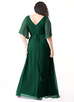 Azazie Cierra Bridesmaid Dresses Emerald A-Line V-Neck Chiffon Dress image10