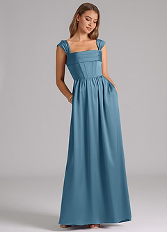 Azazie Hattie Bridesmaid Dresses Bermuda A-Line Corset Stretch Satin Dress image3