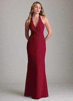 Azazie Valerie Bridesmaid Dresses Burgundy Mermaid Pleated Chiffon Dress image3