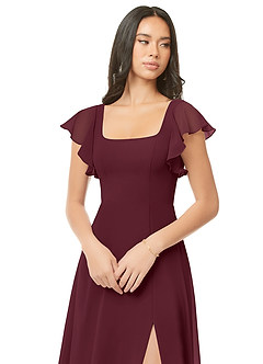 Azazie Bondi Bridesmaid Dresses Cabernet A-Line Ruched Chiffon Dress image6