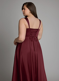 Azazie Azaria Robes de demoiselle d'honneur Robe Trapèze en Satin extensible Corset Cabernet image13