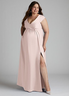 Azazie Allessia Maternity Bridesmaid Dresses A-Line Pleated Stretch Satin Floor-Length Dress image10