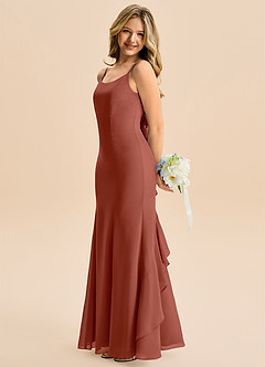 Azazie Lioren Junior Auburn Mermaid Bow Chiffon Dress image2