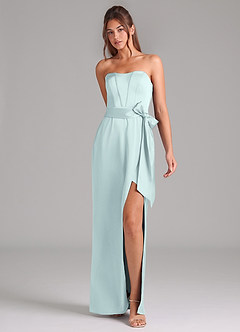 Azazie Jamie Bridesmaid Dresses Mist A-Line Strapless Stretch Satin Convertible Dress image3