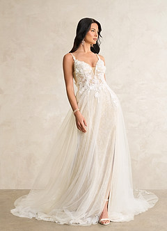 Azazie Avia Wedding Dresses Diamond White Champagne Mermaid Sequins Lace Dress image4
