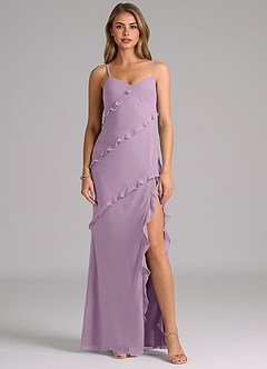 Azazie Nancie Brautjungfernkleider Meerjungfrau-Linie Gestreift Chiffon Kleid Blauregen image1