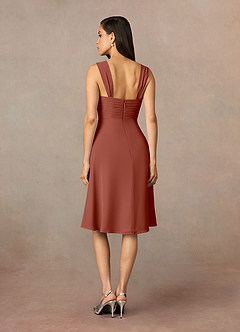 Azazie Olivia Mother of the Bride Dresses Auburn A-Line Square Neckline Pleated Chiffon Dress image5