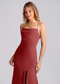 Azazie Grata Brudtärnklänningar Klä av Sjöjungfru i Chiffong Plisserad Rost image7