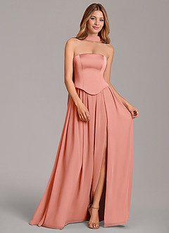 Azazie Cadence Suknie dla druhen Linia A Gorset Satyna elastyczna Do ziemi Sukienka image3