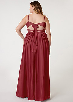 Azazie Zeya Bridesmaid Dresses Pomegranate A-Line V-Neck Pleated Chiffon Dress image7