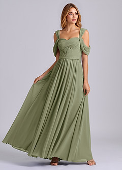 Azazie Koa Final Sale Pistachio A-Line Off the Shoulder Chiffon Dress image5