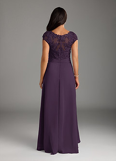 Azazie Irmeli Mother of the Bride Dresses Plum A-Line Lace Chiffon Dress image4