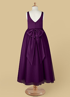 Azazie Marybell Flower Girl Dresses Grape A-Line Bow Tulle Dress image10