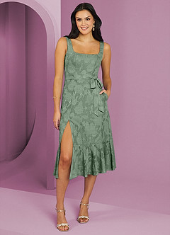 Barbie ♥ Azazie Bridesmaid Dresses Matcha A-Line with Pockets Floral Burnout Dress image1