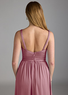 Azazie Chanel Bridesmaid Dresses Vintage Mauve A-Line Pleated Stretch Satin Dress image4