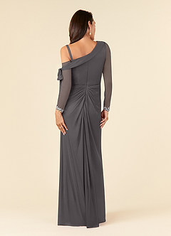 Azazie Marna Mother of the Bride Dresses Steel Grey Sheath One Shoulder Mesh Dress image2