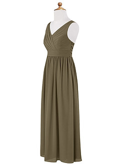 Azazie Kora Junior Willow Green A-Line Pleated Chiffon Dress image7