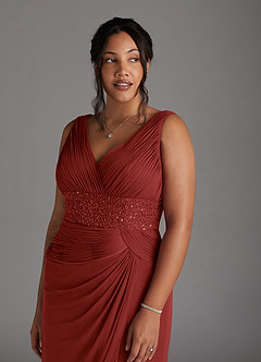 Azazie Winona Mother of the Bride Dresses Rust Mermaid Sequins Mesh Dress image11