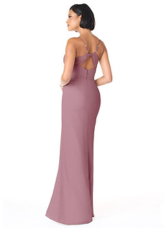 Azazie Blink Bridesmaid Dresses Vintage Mauve Sheath V-Neck Chiffon Dress image2