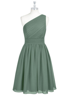 Azazie Katrina Jurken voor bruidsmeisjes Jurk van Chiffon met A-Lijn One-Shoulder Eucalyptus image6