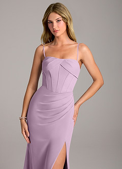 Azazie Chantel Jurken voor bruidsmeisjes Converteerbaar Jurk van Chiffon met Kolom Strapless Blauweregen image2