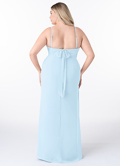 Azazie Mai Bridesmaid Dresses Sky Blue Sheath Pleated Chiffon Dress image8