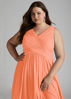 Azazie Flora Bridesmaid Dresses Sunset A-Line Pleated Chiffon Dress image15