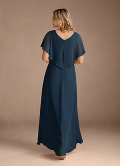 Azazie Eliza Final Sale Black A-Line V-Neck Pleated Chiffon Dress image5