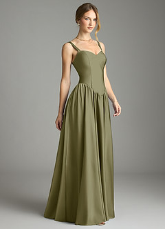 Azazie Evadina Suknie dla druhen Linia A Gorset Satyna elastyczna Do ziemi Sukienka image4