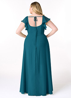 Azazie Bondi Bridesmaid Dresses Ink Blue A-Line Ruffled Chiffon Dress image8