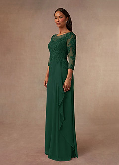 Azazie Calanthe Mother of the Bride Dresses Dark Green A-Line Scoop Chiffon Dress image2