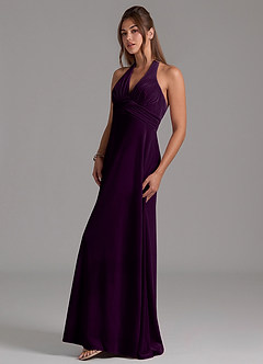 Azazie Tessie Bridesmaid Dresses Grape A-Line Pleated Velvet Dress image5