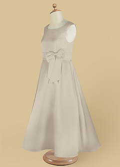 Azazie Lindy Flower Girl Dresses Frost A-Line Pleated Matte Satin Dress image15
