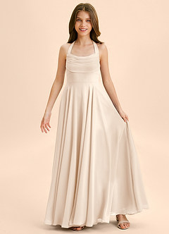 Azazie Kady Junior Robe Trapèze en Mousseline de soie Encolure en Forme de Cœur Albâtre Blanc image3