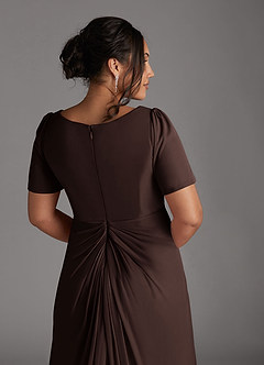 Azazie Bessie Venta Final Vestido de Dusty Sage de Malla de Corte en A con Plisado image4