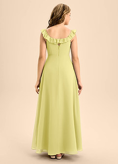 Azazie Callie Junior Abito A-Line in Chiffon Increspato Sorbetto Al Limone image2