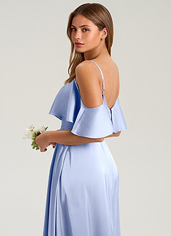 Azazie Jean Bridesmaid Dresses Ice A-Line Off the Shoulder Stretch Satin Dress image7