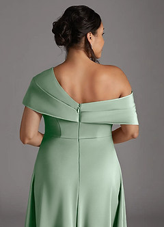 Azazie Milton Mother of the Bride Dresses Agave A-Line Pleated Stretch Satin Dress image10