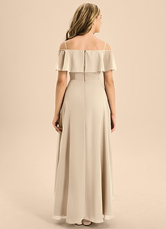 Azazie Maggie Junior Champagne A-Line Off the Shoulder Chiffon Dress image2