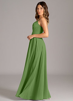 Azazie Amani Bridesmaid Dresses Basil A-Line Pleated Chiffon Dress image3