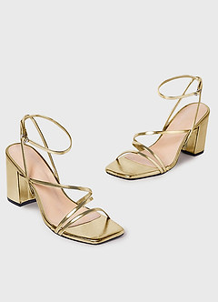 front Ankle Strap Block Heel Sandals