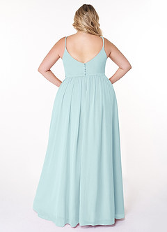 Azazie Rayna Brautjungfernkleider A-Linie V-Hals Gefaltet Chiffon Kleid Seegrün image8