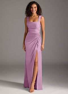 Azazie Jesaphine Bridesmaid Dresses Wisteria Sheath Bow Stretch Satin Dress image1