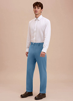 front Ethan Steel Blue Refined Weave Performance Dress Pants