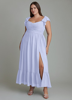 Azazie Anaya Brautjungfernkleider A-Linie Herzausschnitt Chiffon Kleid Lavendel image8