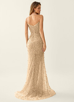 Cerys Champagner Perlen- und Strassbesetztes Ballkleid image5