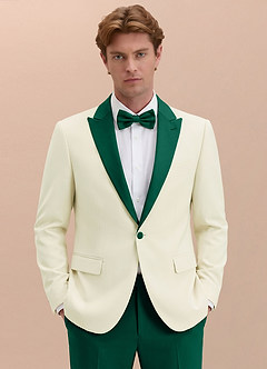 front Adrian Smaragd Strukturierte Stretch-Smokingjacke mit Schalkragen
